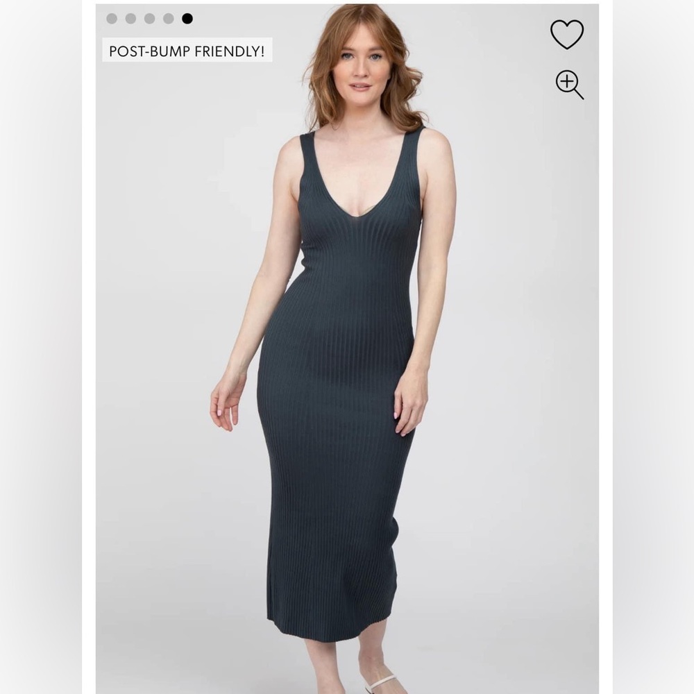 PinkBlush Charcoal Ribbed Maternity Dress